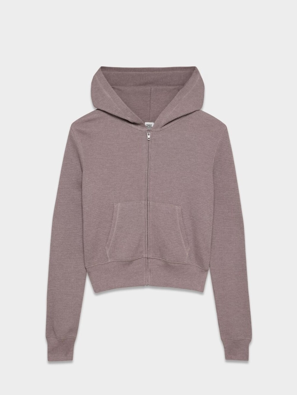TNA Aritzia Light Taupe Waffle Zip -Knit Full-Zip Hoodie - Modal/Cotton - S